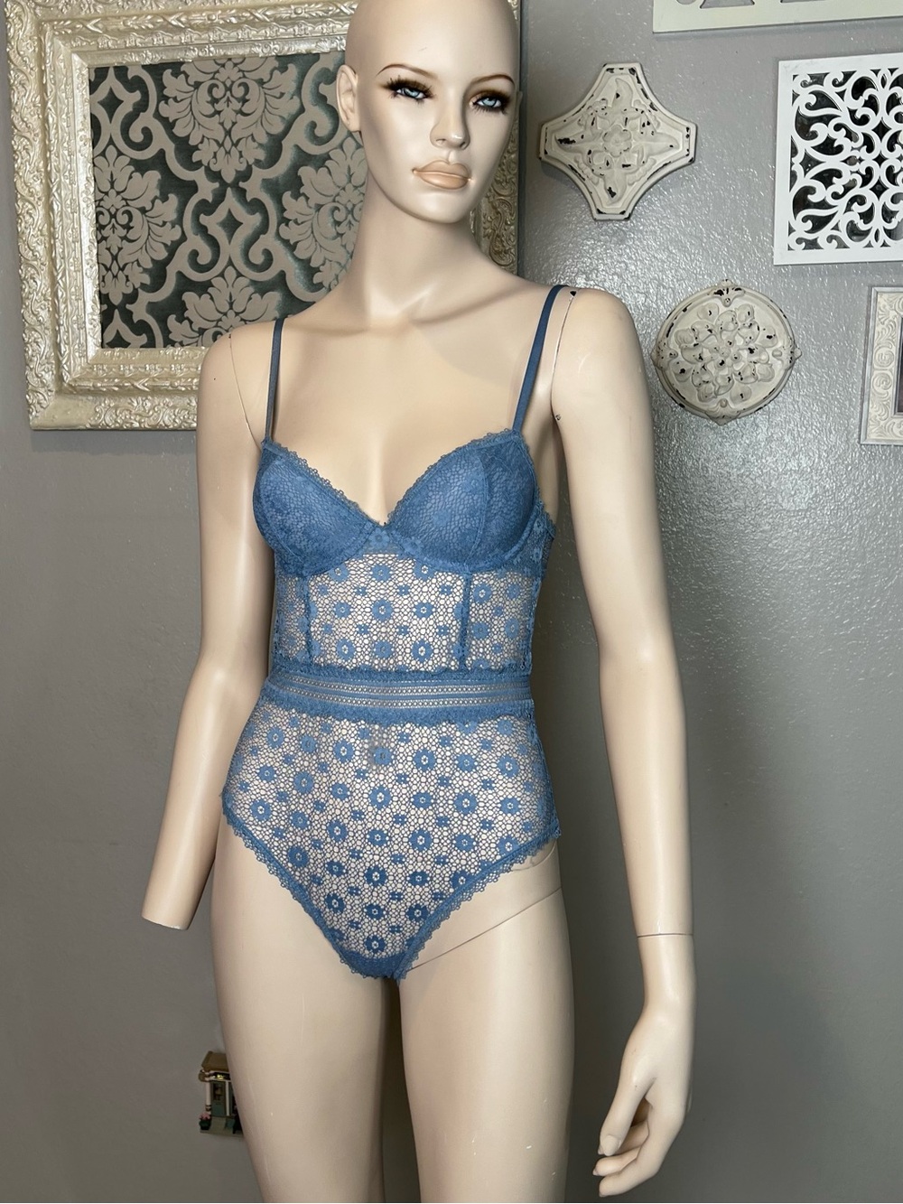 Victoria Secret Blue Lace Bodysuit Teddy - Women's Intimates - Picture 5 of 8